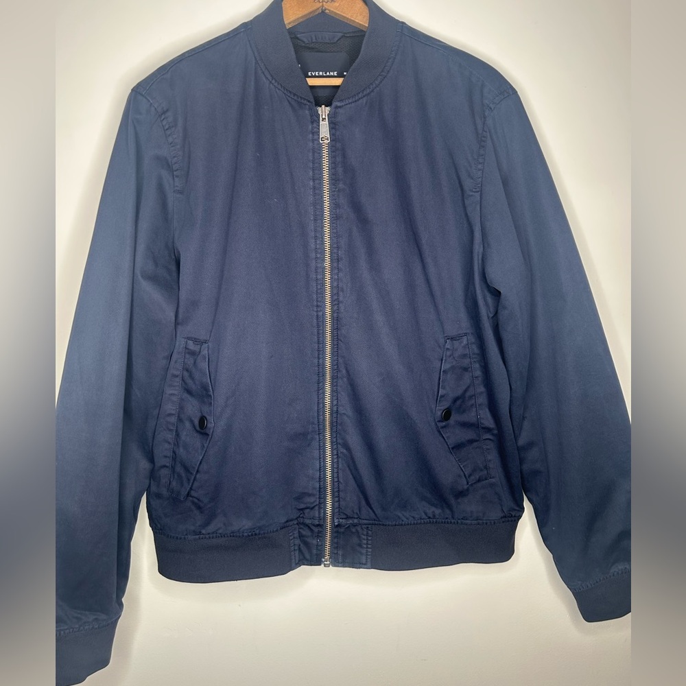 Everlane Women’s Navy Cotton Lined Bomber Jacket Size M